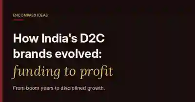 Encompass Ideas cover reading How India's D2C brands evolved: funding to profit